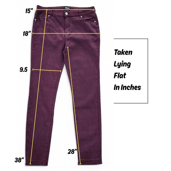 Buffalo David Bitton Womens Burgundy Mid-Rise Skinny Stretch Jeans Size 10x30 (M - Picture 12 of 13